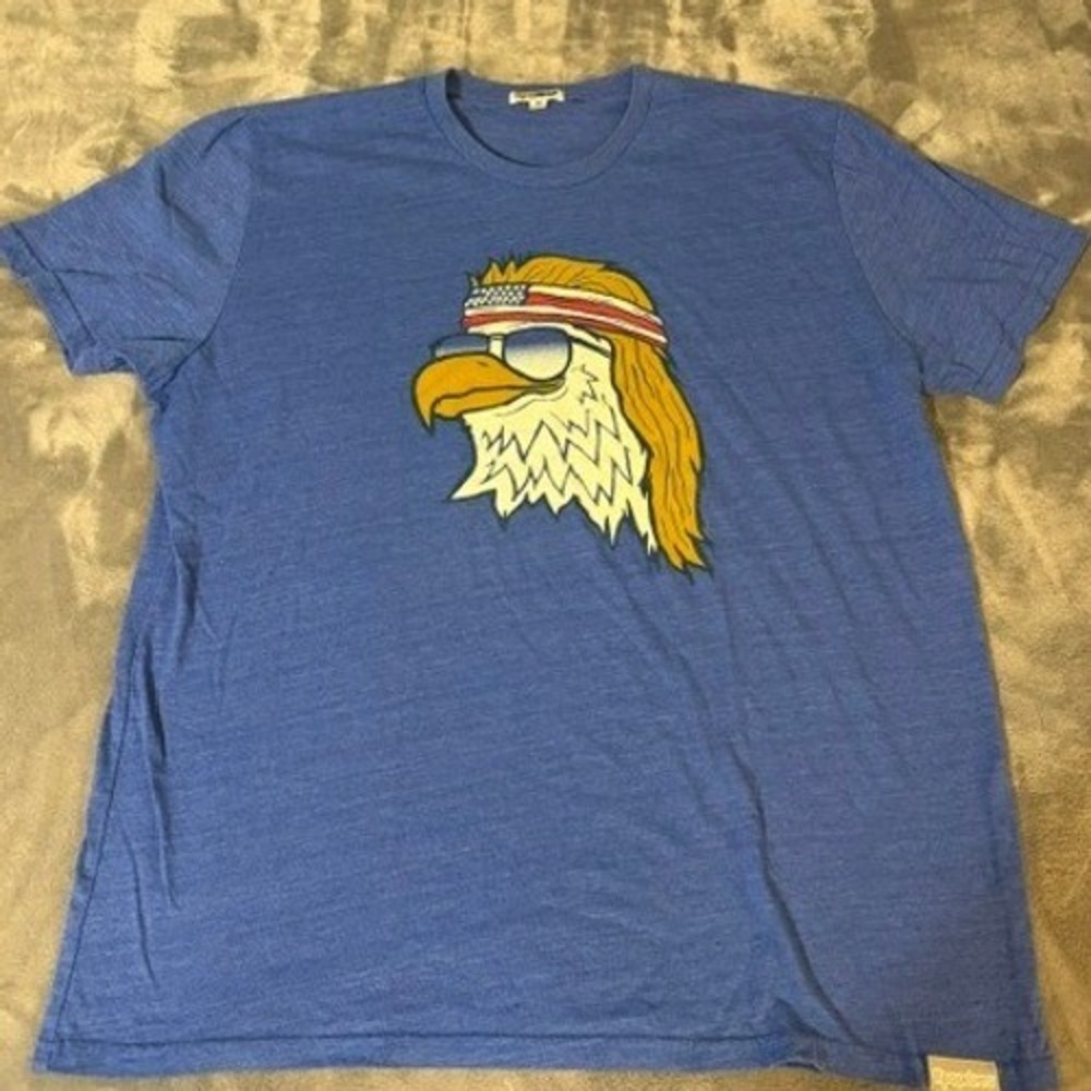 Tipsy Elves Graphic Tee Mens XXL Blue Mullet Eagle Patriotic Funny Short Sleeve
